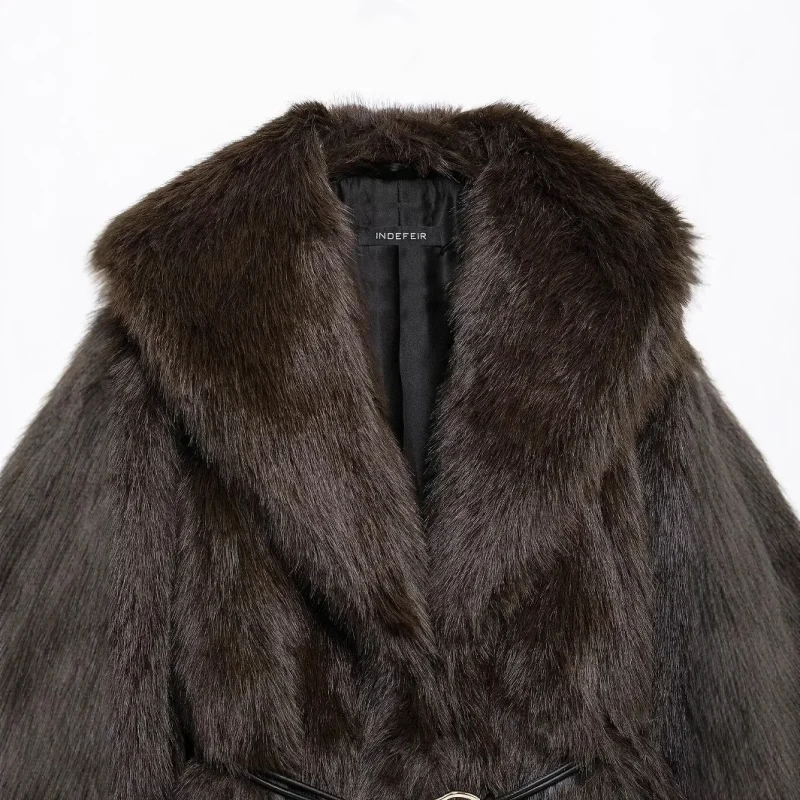 Elegant Lapel Imitation Fur Coat European Style - Image 3