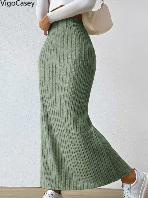 Sexy Green Bodycon Long Skirt for Women