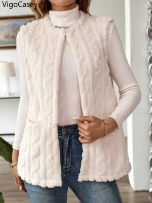 Winter Women’s White Plush Vest