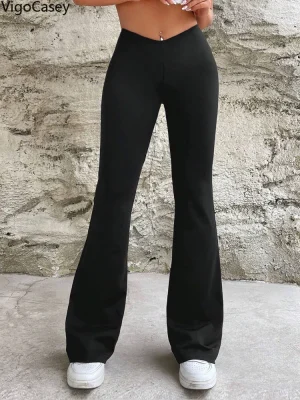 Ladies Casual Black Bell-bottom Pants