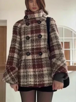 Women’s Warm Plaid Wool Coat