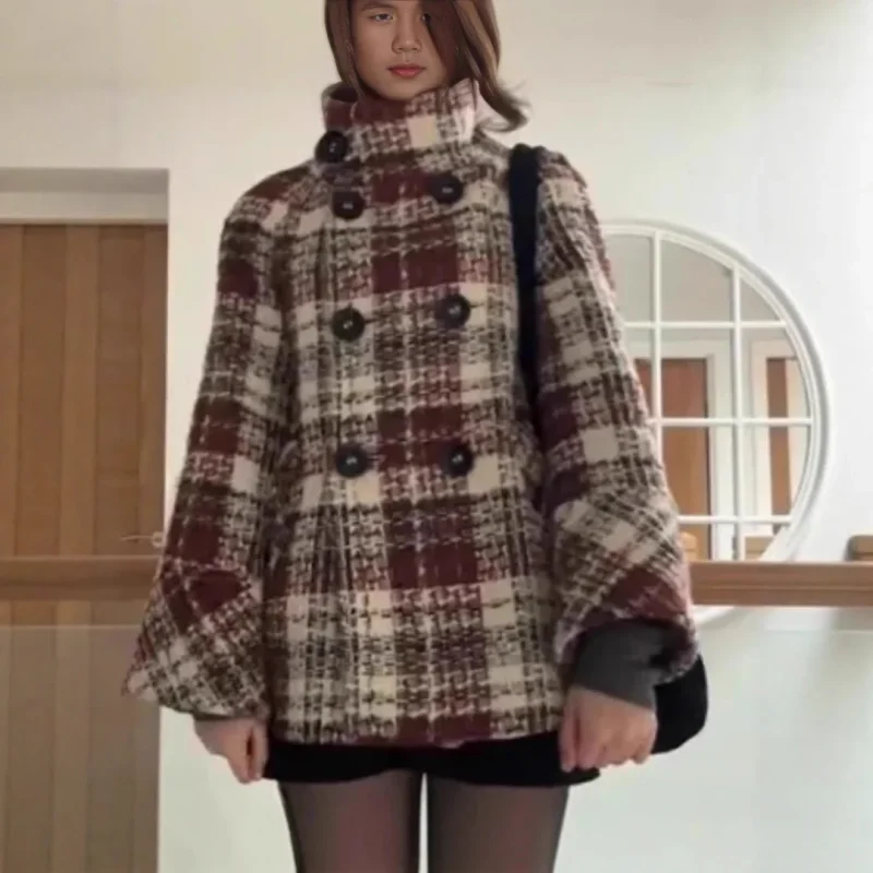 Women’s Warm Plaid Wool Coat