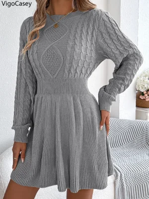 Women Grey Knit Bodycon Dress