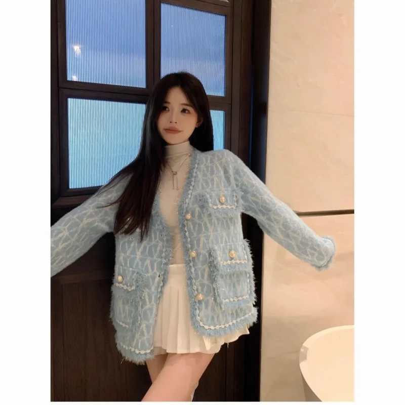 Autumn Winter Loose Knit Outerwear for Women