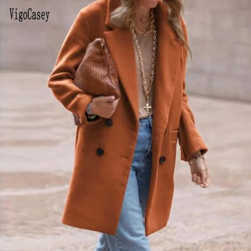Autumn Winter Double Breasted Long Coat - Image 2