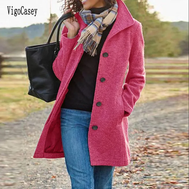 Elegant Orange Wool Blend Coat Women 2025 - Image 2