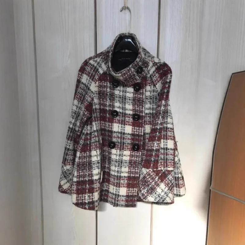 Women’s Warm Plaid Wool Coat - Image 2