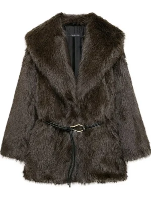 Elegant Lapel Imitation Fur Coat European Style