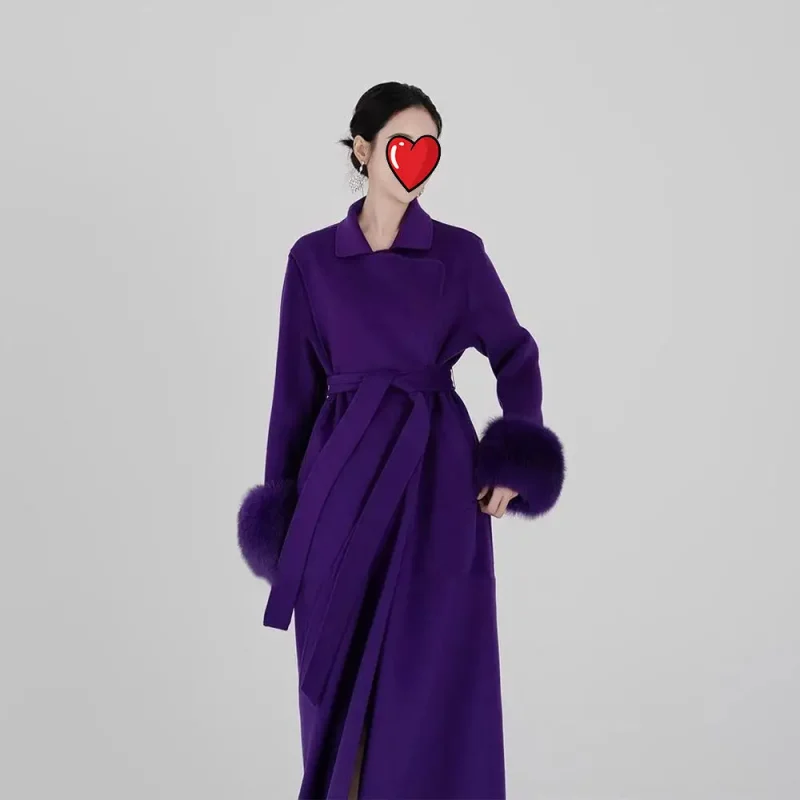 Women's Reversible Wool Cape Coat Winter Scarf Collar Overcoat