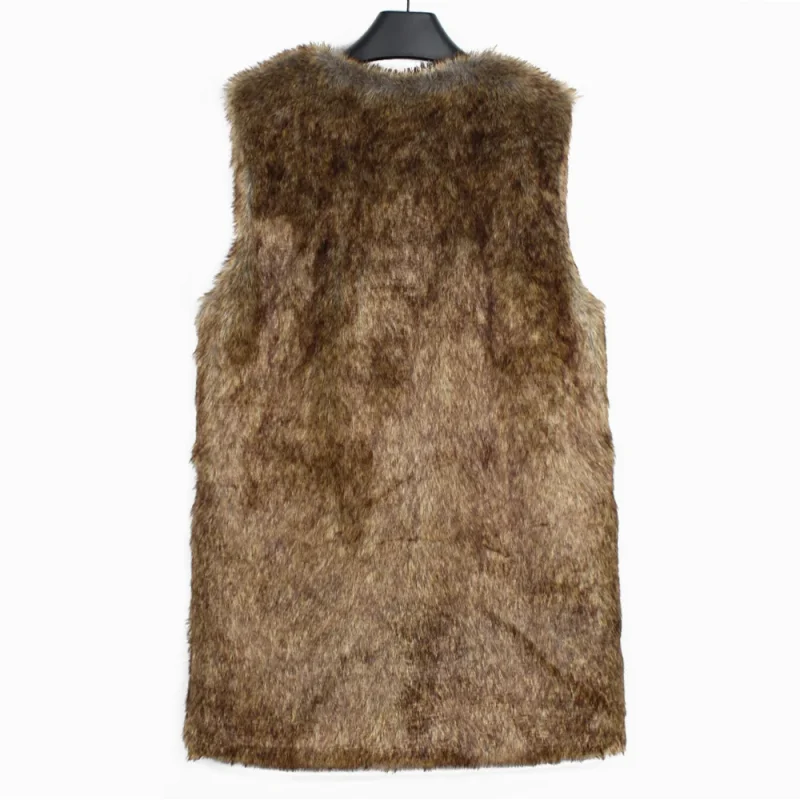 White V Neck Faux Fur Vest Women - Image 9
