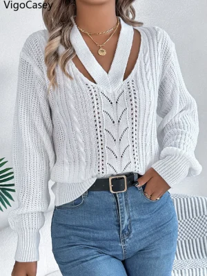 Autumn Winter Hollow Knit Sweater