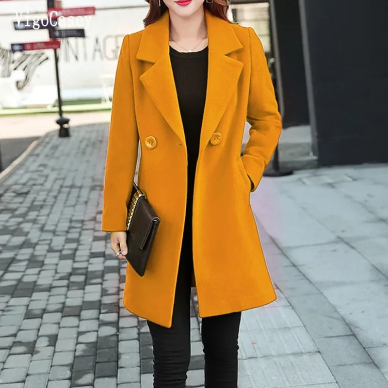 Winter Red Long Trench Coat for Women - Image 3