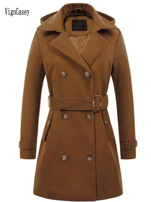 Autumn Winter Casual Trench Coat with Belt