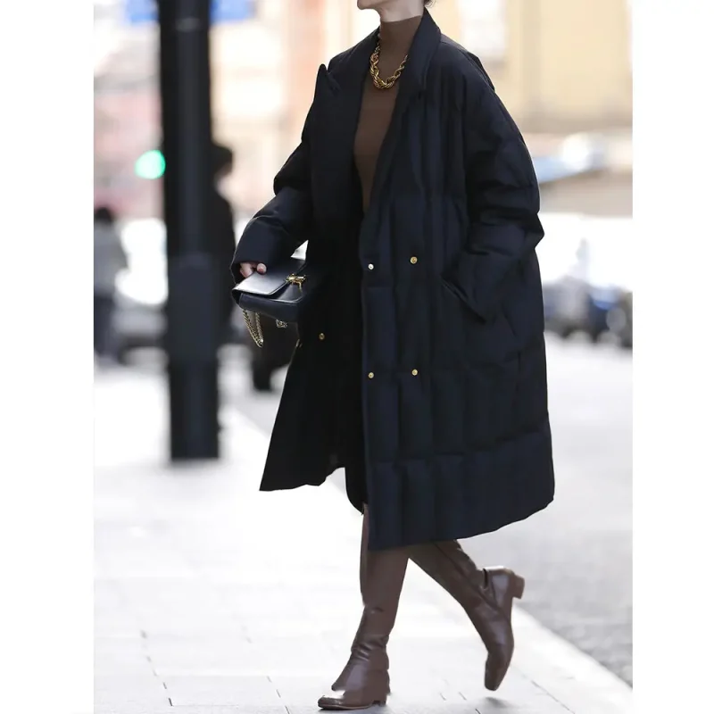 2025 Winter Women's Plaid Puffer Trench Coat - Image 6
