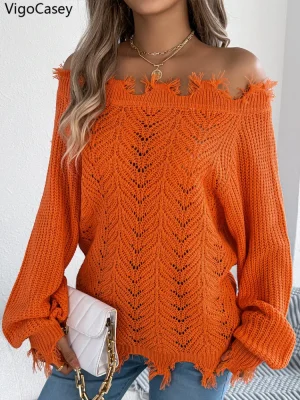 Orange Knit Winter Sweater