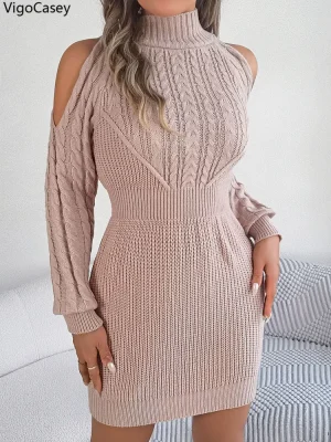 Women Pink Knit Bodycon Dress