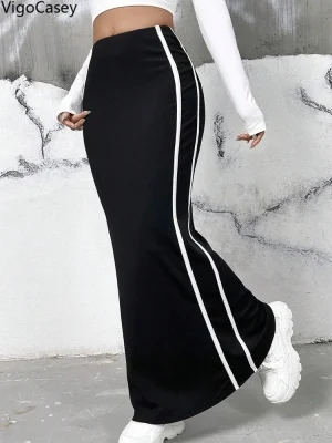 Sexy Black Bodycon Long Skirt for Women