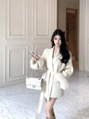 Luxury Wool-Blend Cardigan Coat