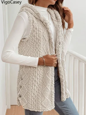 Women Warm Plush Waistcoat Apricot