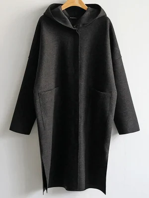 Winter Long Hooded Trench Coat Women