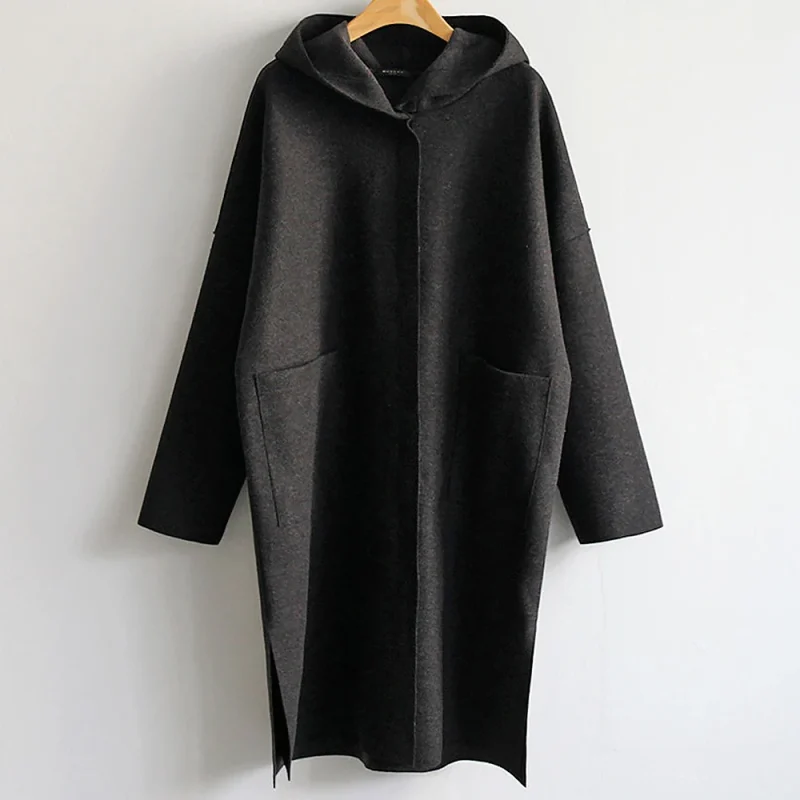 Winter Long Hooded Trench Coat Women