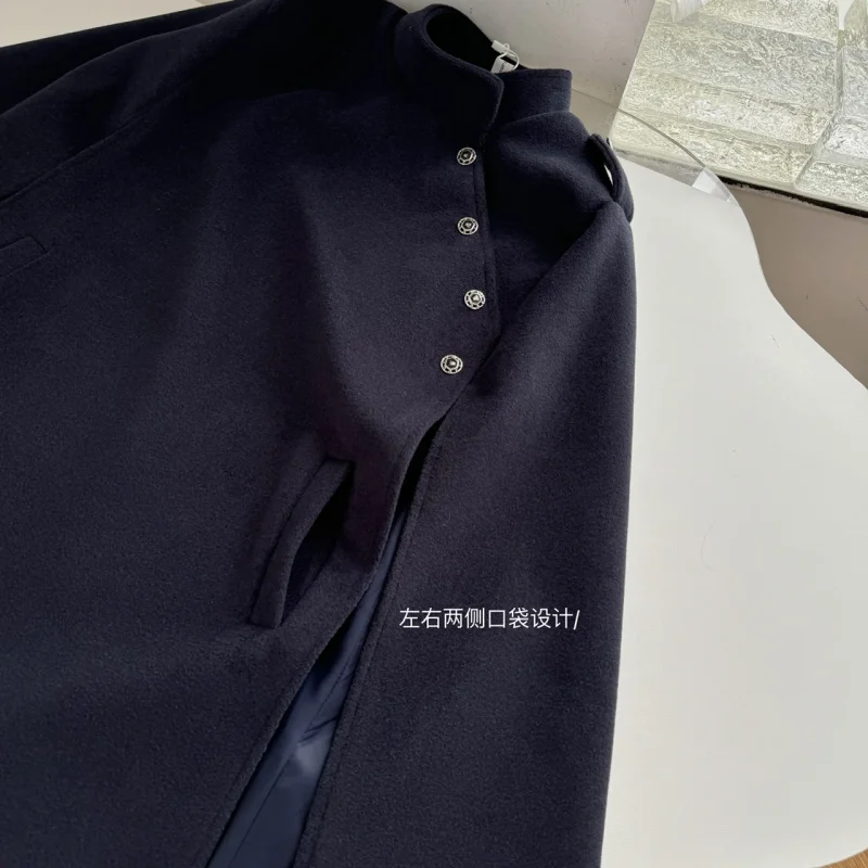 Korean Wool-Blend A-Line Coat - Image 5
