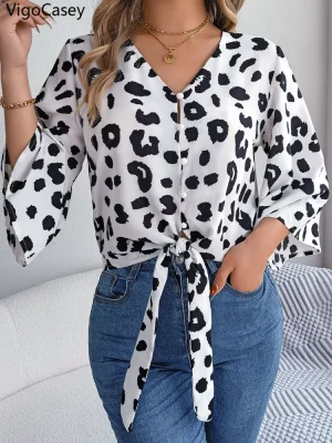 Women’s Leopard Print Chiffon Shirt