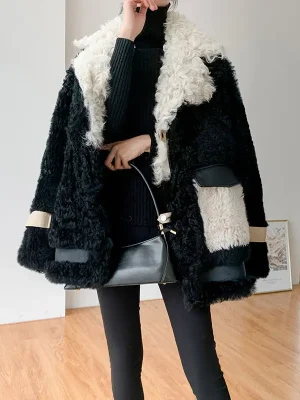 2025 Women’s Mid-Length Lamb Wool Fur Coat