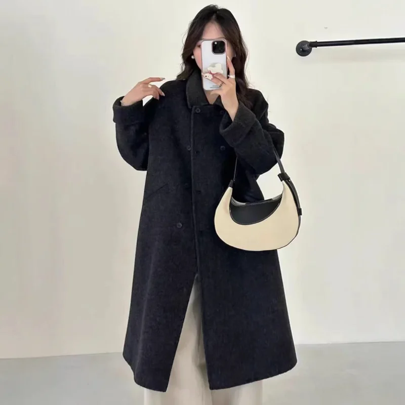 Korean Wool-Blend Batwing Coat - Image 5
