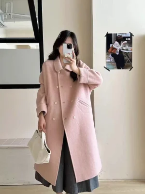 Korean Wool-Blend Batwing Coat