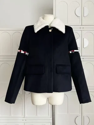 Korean Chic Patchwork Wool-Blend Coat