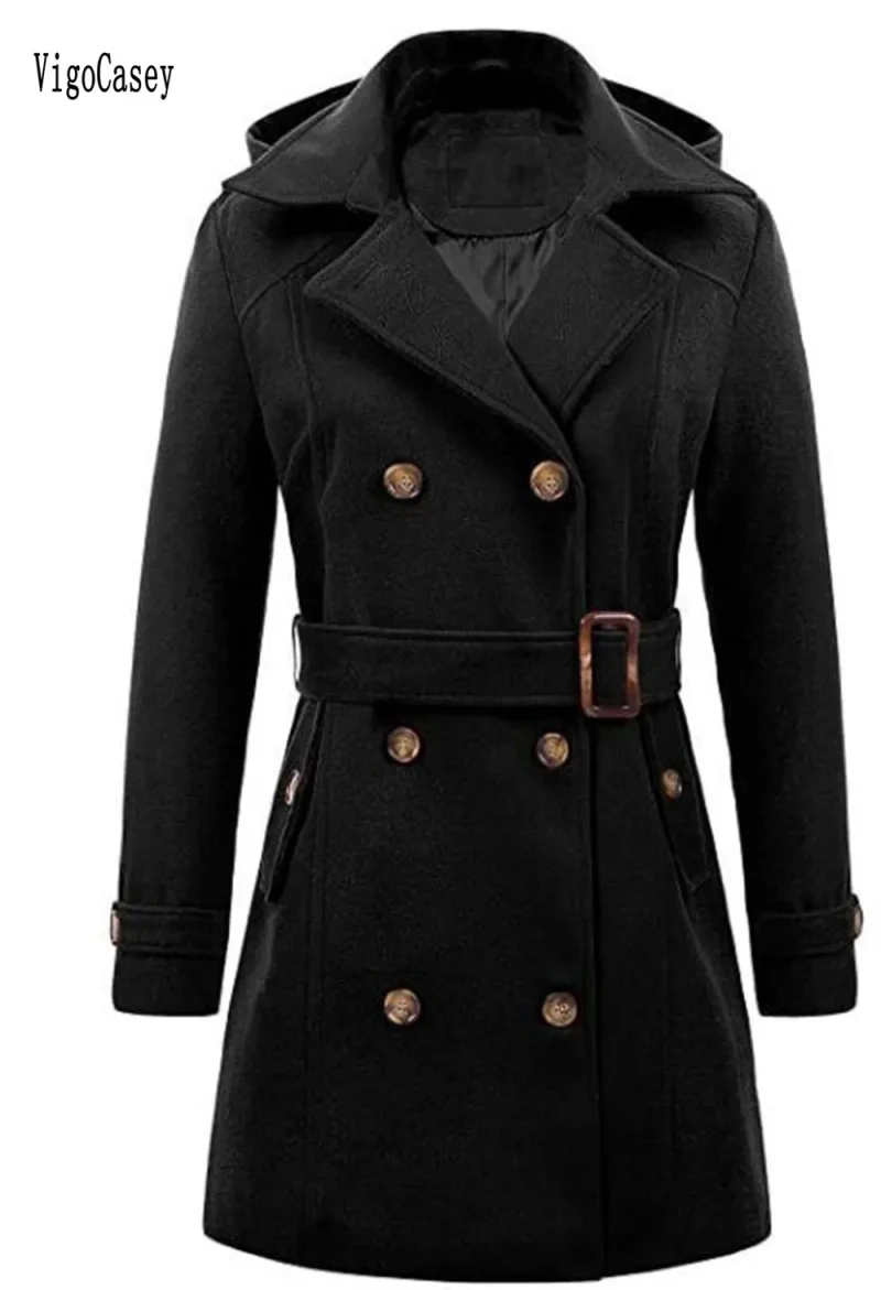 Autumn Winter Casual Trench Coat with Belt - Image 4