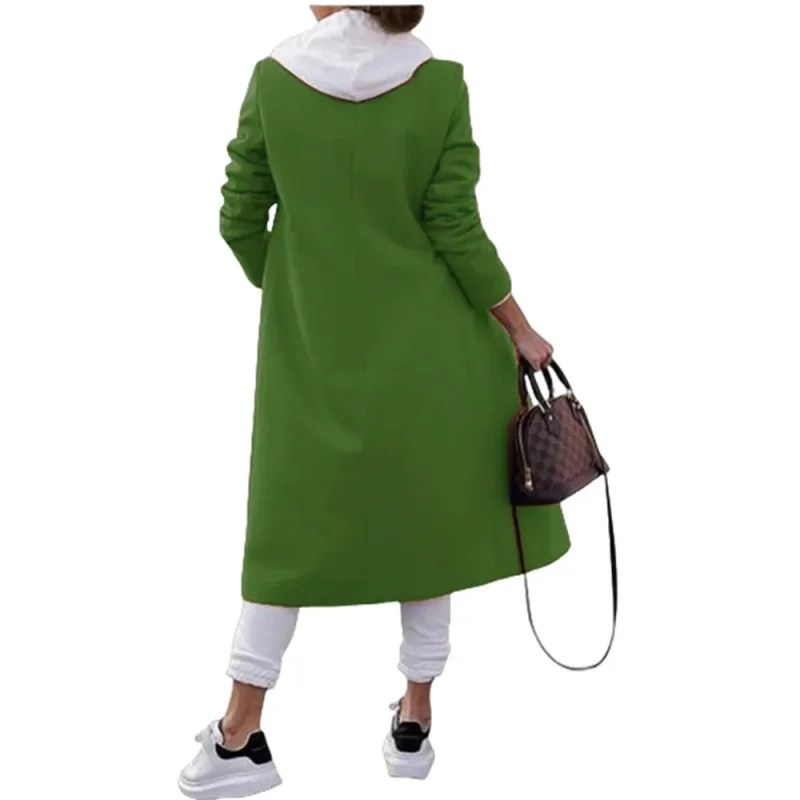 Autumn Winter Green Wool Long Blazer Coat - Image 4