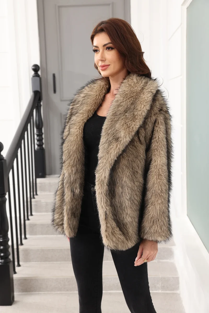 2025 Women’s Belted Faux Fur Coat - Image 5