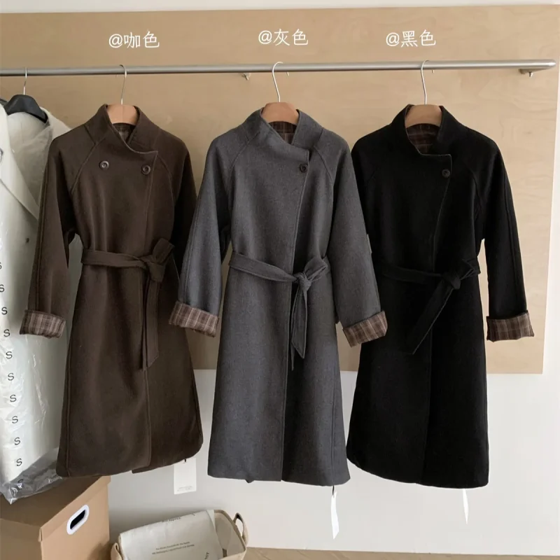 Women’s Korean Style Wool Trench Coat - Image 5