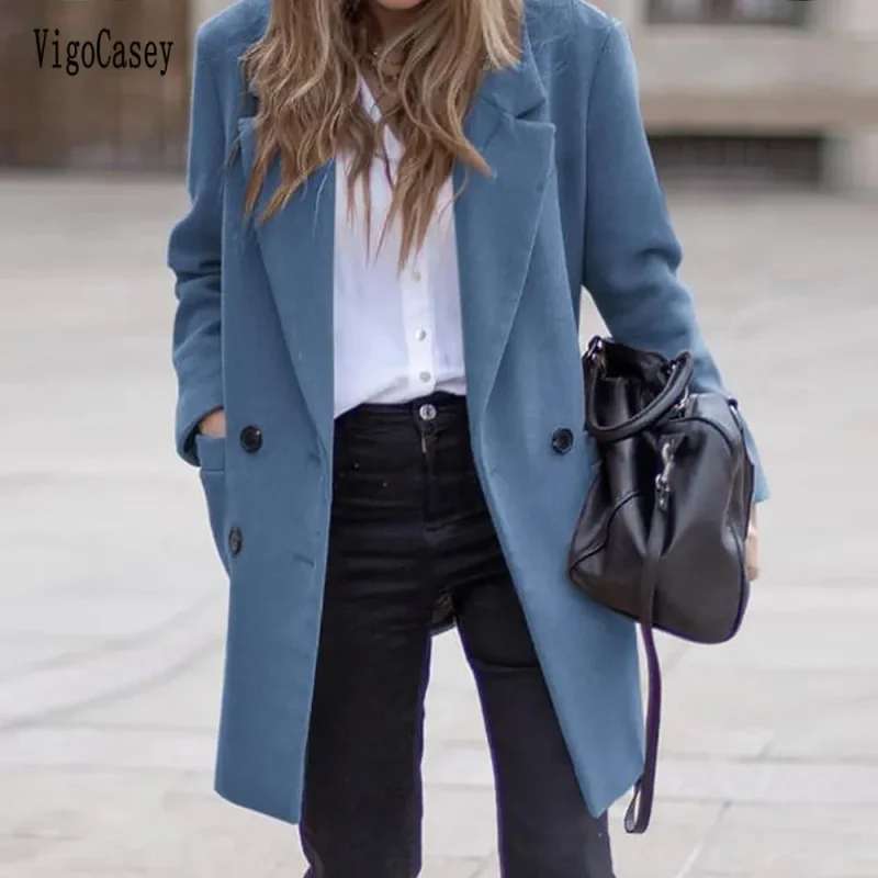 Autumn Winter Double Breasted Long Coat - Image 4