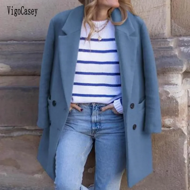 Autumn Winter Double Breasted Long Coat - Image 3