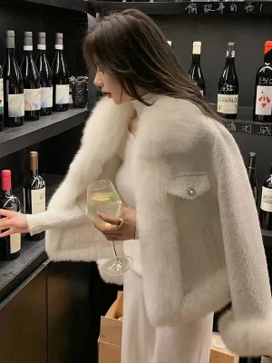 Sparkling Imitation Fox Fur Jacket