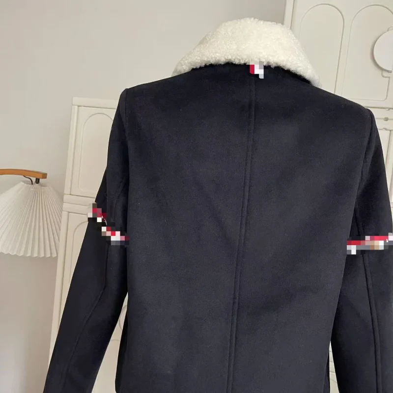 Korean Chic Patchwork Wool-Blend Coat - Image 4