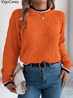 Women’s O Neck Patchwork Sweater