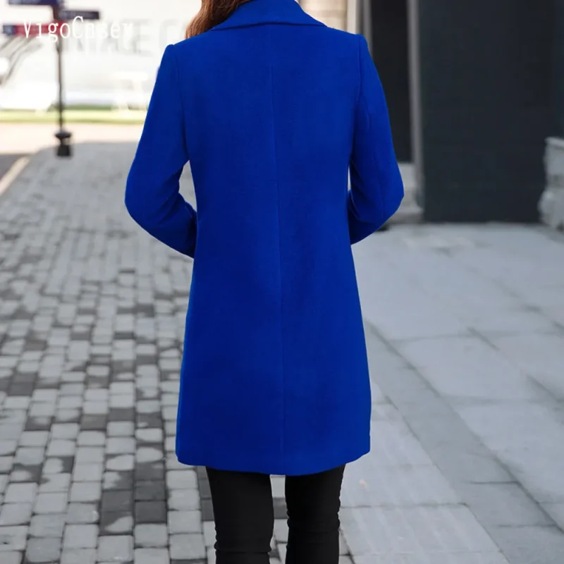 Winter Red Long Trench Coat for Women - Image 5