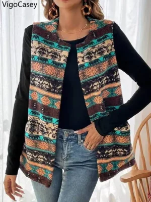 Women Autumn Winter Plush Vest Coat
