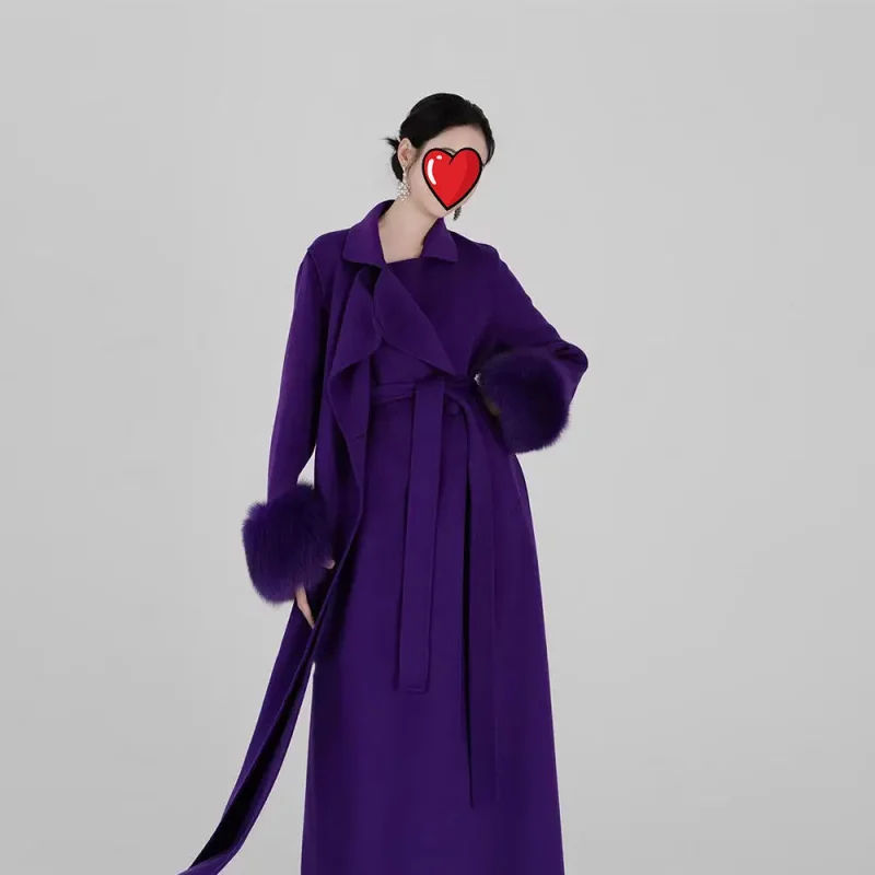 Women's Reversible Wool Cape Coat Winter Scarf Collar Overcoat - Image 4