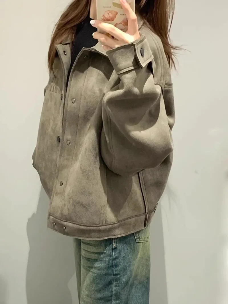 Women’s Retro Suede Short Jacket - Image 2