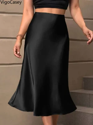 Sexy High Waist Satin Skirt for Women