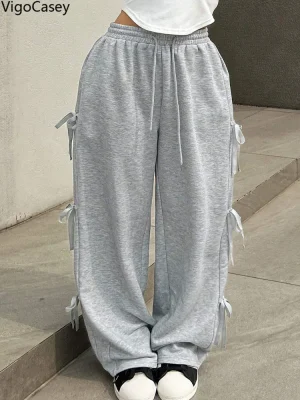 Women's High Waist Bow Wide Leg Pants