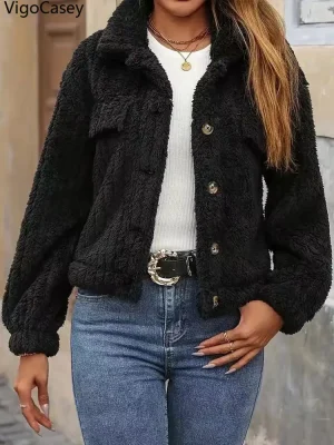 Women’s Black Plush Jacket