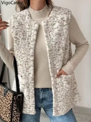 Autumn Winter Leopard Plush Vest