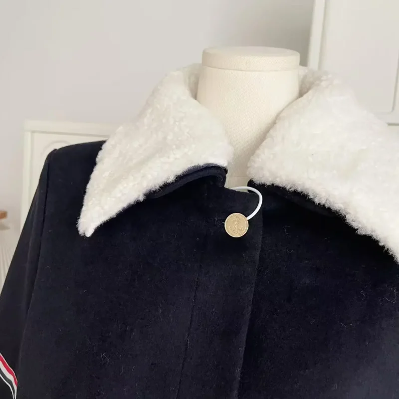 Korean Chic Patchwork Wool-Blend Coat - Image 6