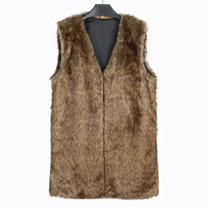 White V Neck Faux Fur Vest Women - Image 8